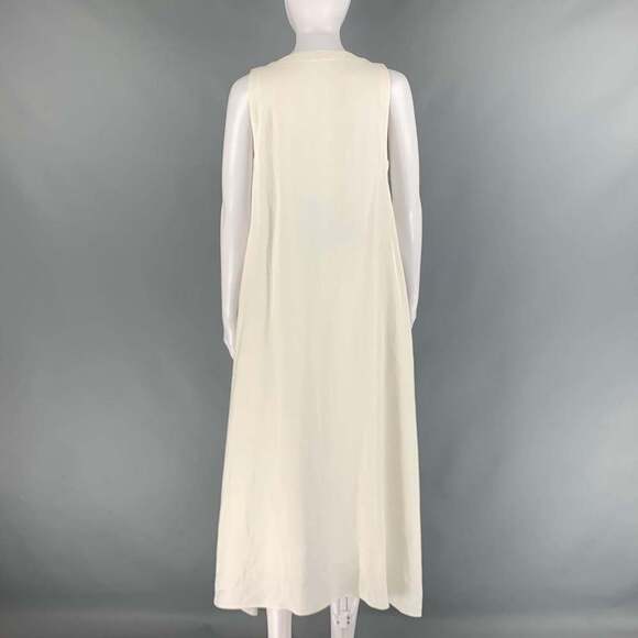 BRUNELLO CUCINELLI White Brown Viscose Linen Belted Dress - Picture 4 of 7